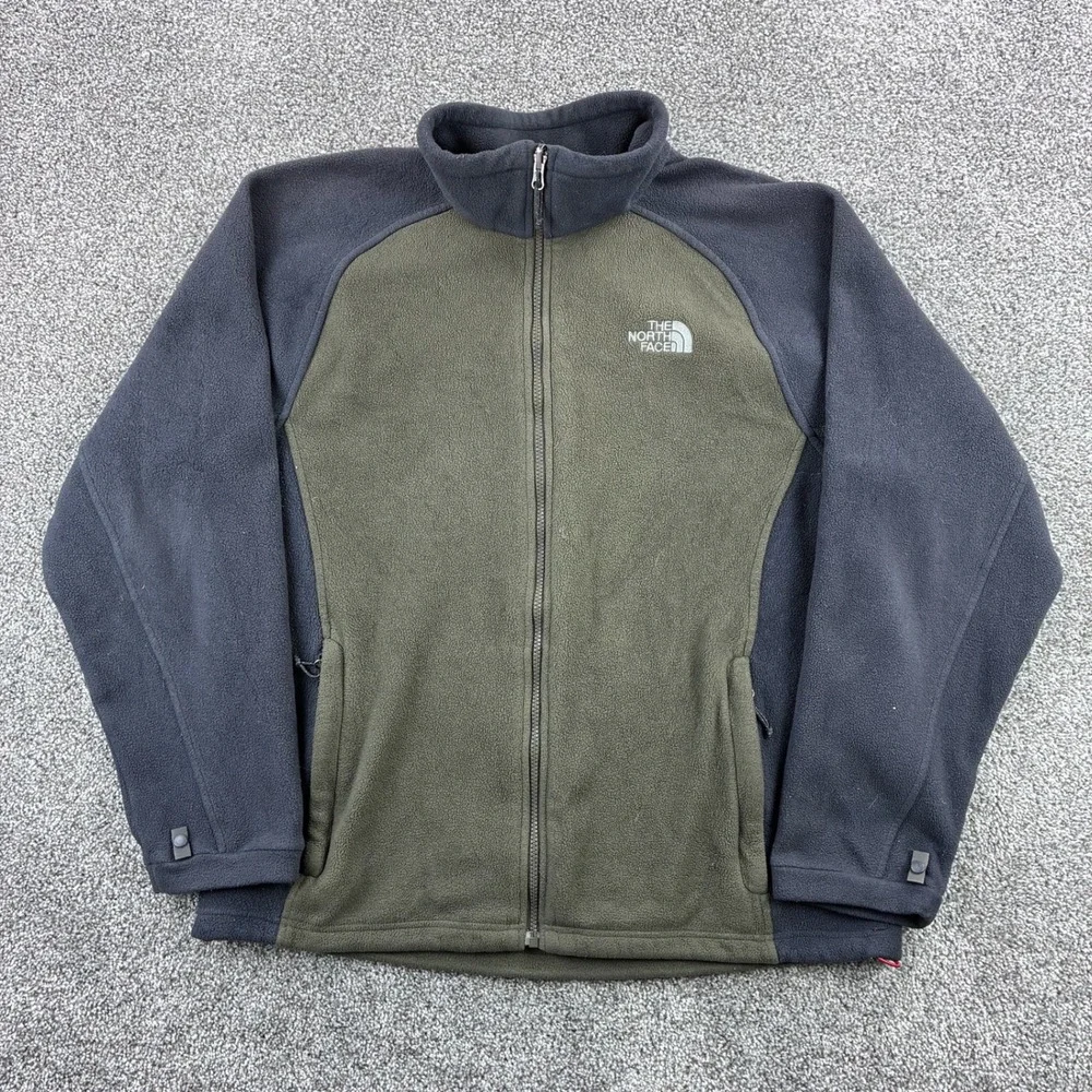 The North Face Jacket Mens XL Green Black Full Zip Fleece Raglan Sleeve